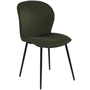 Scandi Olivově zelená sametová jídelní židle Evelen  - Výška82