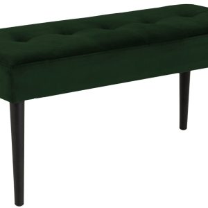 Scandi Tmavě zelená sametová lavice Cherry 95 cm  - Výška45 cm- Šířka 95 cm