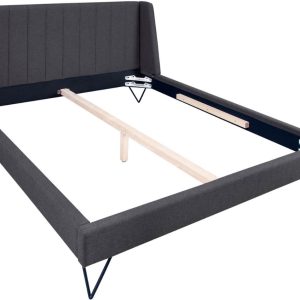 Moebel Living Tmavě šedá látková postel Josie 160 x 200 cm  - Šířka175 cm- Výška 107 cm
