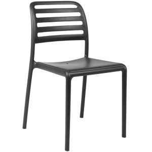 Nardi Antracitově šedá plastová zahradní židle Costa  - Výška83 cm- Šířka 49 cm