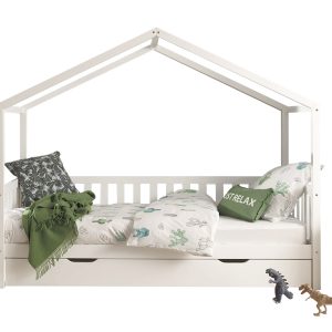Bílá borovicová dětská postel se zásuvkou Vipack Dallas 90 x 200 cm  - Výška170 cm- Šířka 210