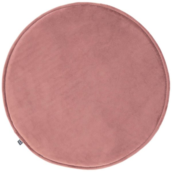 Růžový kulatý sametový podsedák Kave Home Rimca ⌀ 35 cm  - Výška2