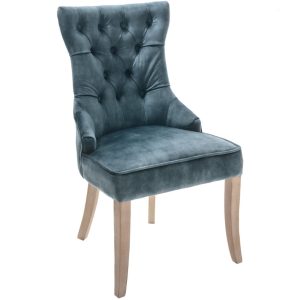 Moebel Living Modrá sametová jídelní židle Aclen  - Šířka57 cm- Výška 96 cm