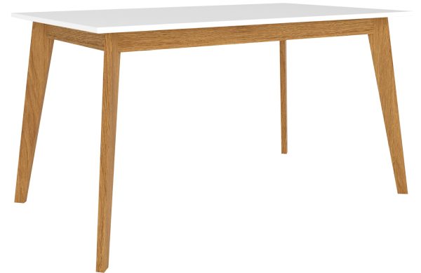 ARBYD Bílý dřevěný jídelní stůl Thia 140 x 80 cm  - Výška74 cm- Šířka 140 cm