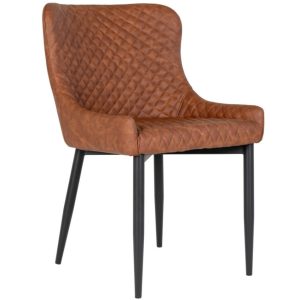 Nordic Living Hnědá koženková jídelní židle Leonie  - Výška82 cm- Šířka 62