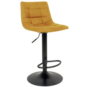 Nordic Living Žlutá sametová barová židle Nellie 63-83 cm  - Výška88-108 cm- Šířka 43 cm