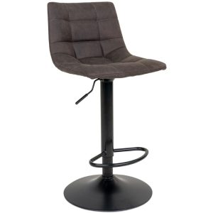 Nordic Living Šedá látková barová židle Nellie 63-83 cm  - Výška88-108 cm- Šířka 43 cm