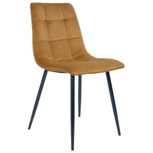 Nordic Living Žlutá sametová jídelní židle Nellie  - Výška86 cm- Šířka 55 cm