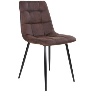 Nordic Living Tmavě hnědá látková jídelní židle Nellie  - Výška86 cm- Šířka 55 cm