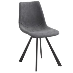 Grafitově černá koženková jídelní židle Kave Home Alve  - Výška83 cm- Šířka 46 cm
