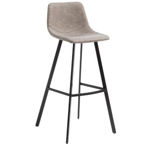 Béžová koženková barová židle Kave Home Alve 80 cm  - Výška107 cm- Šířka 49 cm