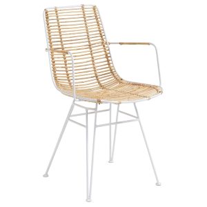 Bílá ratanová jídelní židle Kave Home Tishana s područkami  - Výška79 cm- Šířka 51 cm