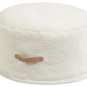 Bílý puf z ovčí kožešiny Kave Home Adara 50 cm  - Průměr50 cm- Výška 35 cm