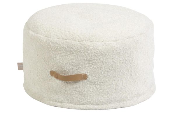 Bílý puf z ovčí kožešiny Kave Home Adara 50 cm  - Průměr50 cm- Výška 35 cm