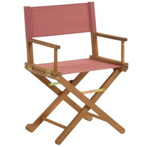 Akátová skládací zahradní židle Kave Home Dalisa s červeným sedákem  - Výška88 cm- Šířka 55 cm