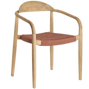 Dřevěná jídelní židle Kave Home Nina s červeným výpletem  - Výška78 cm- Šířka 56 cm