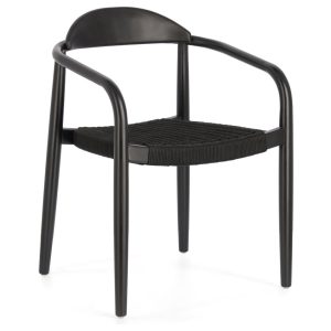 Černá dřevěná jídelní židle Kave Home Nina s černým výpletem  - Výška78 cm- Šířka 56 cm