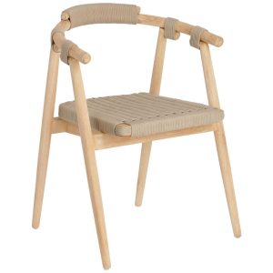 Béžová dřevěná jídelní židle Kave Home Majela s područkami  - Výška77 cm- Šířka 58 cm