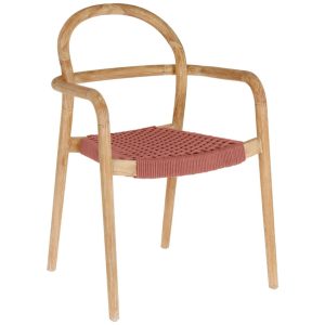 Dřevěná jídelní židle Kave Home Sheryl s červeným výpletem  - Výška83 cm- Šířka 57 cm