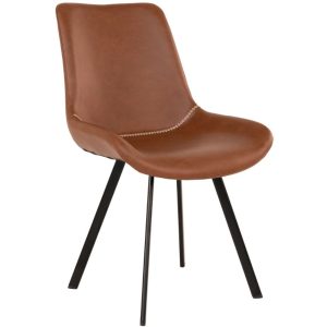 Nordic Living Hnědá koženková jídelní židle Drammen  - Šířka55 cm- Hloubka 60 cm