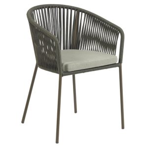 Zelená pletená židle Kave Home Yanet  - Výška79 cm- Šířka 56 cm