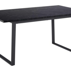 Scandi Černý dřevěný jídelní stůl Astor 160 x 90 cm imitace mramoru  - Šířka160 cm- Výška 74 cm