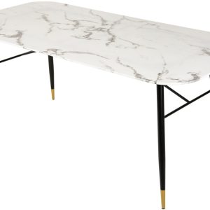 Moebel Living Bílý skleněný jídelní stůl Pierre 180 x 90 cm  - Šířka180 cm- Výška 76 cm