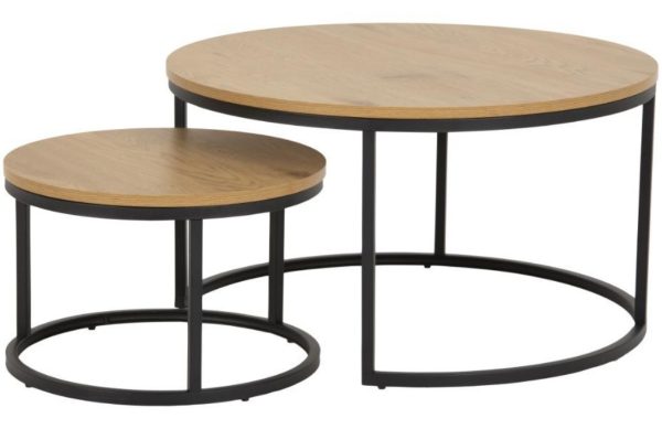 Scandi Set dvou přírodních lakovaných konferenčních stolků Sprut 80/50 cm  - Šířka80/50 cm- Výška 44