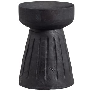 Hoorns Černá dřevěná stolička Barren 40 cm  - Výška40 cm- Průměr 28 cm