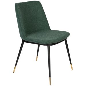 White Label Tmavě zelená látková jídelní židle WLL LIONEL  - Výška80 cm- Šířka 49