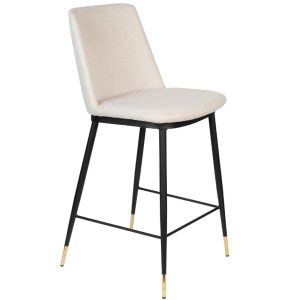 White Label Béžová látková barová židle WLL LIONEL 65 cm  - Výška95 cm- Šířka 51
