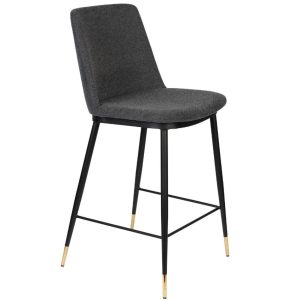 White Label Tmavě šedá látková barová židle WLL LIONEL 65 cm  - Výška95 cm- Šířka 51