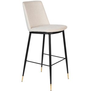 White Label Béžová látková barová židle WLL LIONEL 75 cm  - Výška105 cm- Šířka 51