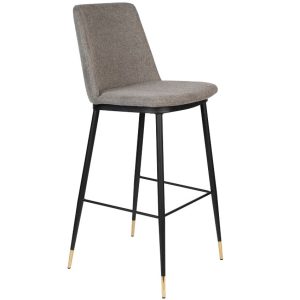 White Label Světle šedá látková barová židle WLL LIONEL 75 cm  - Výška105 cm- Šířka 51