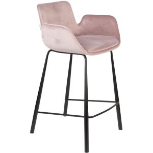 Růžová sametová barová židle ZUIVER BRIT 67