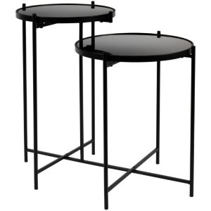 White Label Černý kovový odkládací stolek WLL LI 66 x 43 cm  - Výška60 cm- Šířka 66 cm