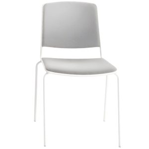 Šedá látková konferenční židle MARA VEA s bílou podnoží  - Výška81 cm- Šířka 49 cm
