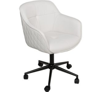 Moebel Living Bílá koženková konferenční židle Marten na kolečkách  - Výška81-91 cm- Šířka 58 cm