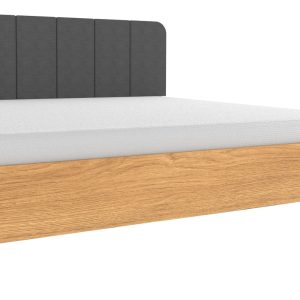 ARBYD Dubová postel Thia 180 x 200 cm s látkovým čelem  - Výška40 cm- Šířka 183