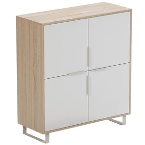 ARBYD Matně bílá dubová kancelářská skříň Thor 100 x 33 cm  - Výška115 cm- Šířka 100 cm