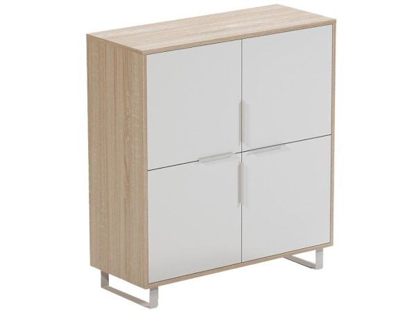 ARBYD Matně bílá dubová kancelářská skříň Thor 100 x 33 cm  - Výška115 cm- Šířka 100 cm