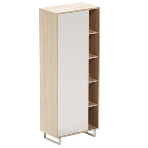 ARBYD Matně bílá dubová kancelářská skříň s nikou Thor 180 x 70 cm  - Výška180 cm- Šířka 70 cm