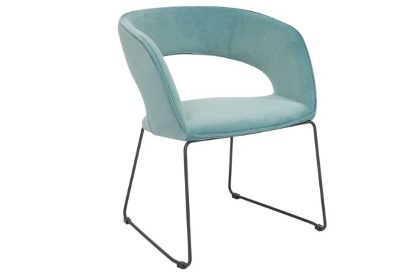 Tyrkysová sametová jídelní židle Miotto Aventino s kovovou podnoží  - Výška77 cm- Šířka 62 cm
