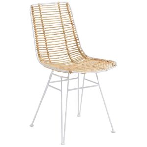 Bílá ratanová jídelní židle Kave Home Tishana  - Výška79 cm- Šířka 45 cm