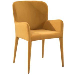 Hořčicově žlutá látková jídelní židle Miotto Aviano s područkami  - Výška86
