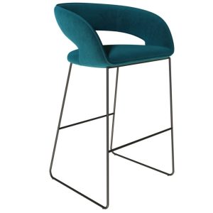 Petrolejově modrá sametová barová židle Miotto Aventino s kovovou podnoží 75 cm  - Výška97