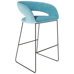 Tyrkysová sametová barová židle Miotto Aventino s kovovou podnoží 75 cm  - Výška97