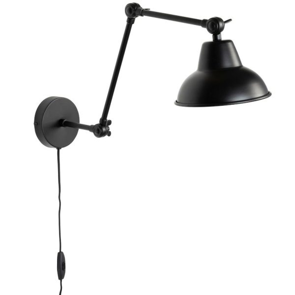 White Label Černé kovové nástěnné světlo WLL Xavi  - Výška70 cm- Šířka 17 cm