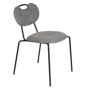 White Label Šedá látková jídelní židle WLL ASPEN  - Výška79 cm- Šířka 47 cm
