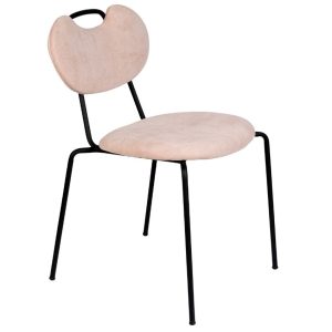 White Label Světle růžová látková jídelní židle WLL ASPEN  - Výška79 cm- Šířka 47 cm